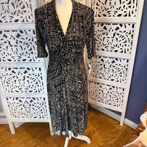 NWT Evan Picone Black and White Patterned Dress Sz 10
